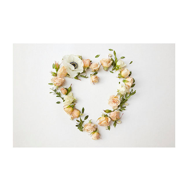 Cards White Heart in Flowers (10x6.5cmH) Pack 50