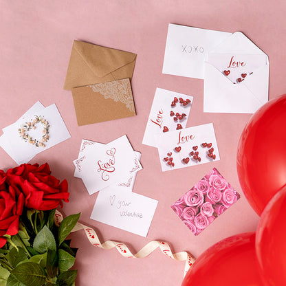 Cards White Heart in Flowers (10x6.5cmH) Pack 50