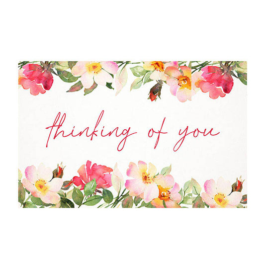 Cards White Thinking of You Bright Floral (10x6.5cmH) Pk 50