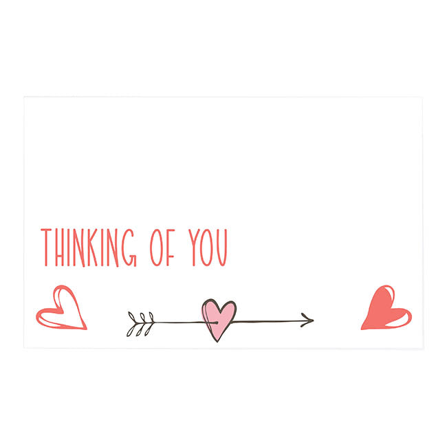 Cards White Thinking of You Heart Arrow (10x6.5cmH) Pack 50