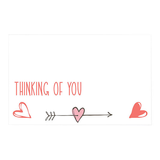 Cards White Thinking of You Heart Arrow (10x6.5cmH) Pack 50