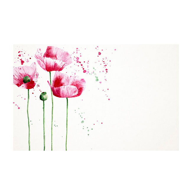 Cards White Poppies (10x6.5cmH) Pk 50