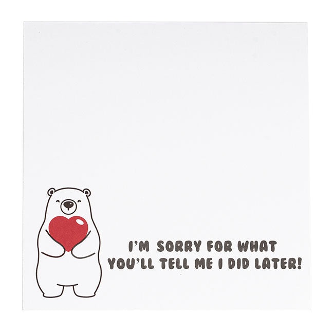 Cards White I'm Sorry For What I Did Bear (10x10cmH) Pk 50