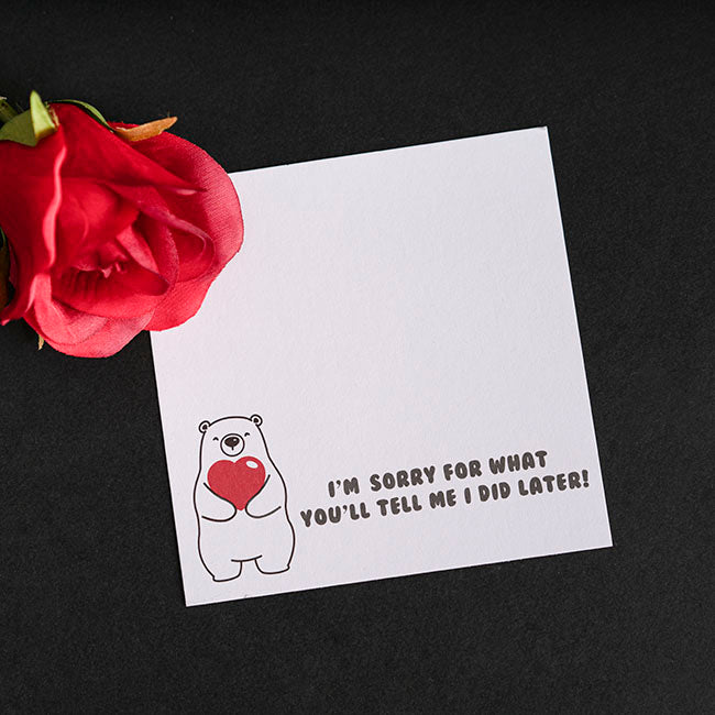 Cards White I'm Sorry For What I Did Bear (10x10cmH) Pk 50