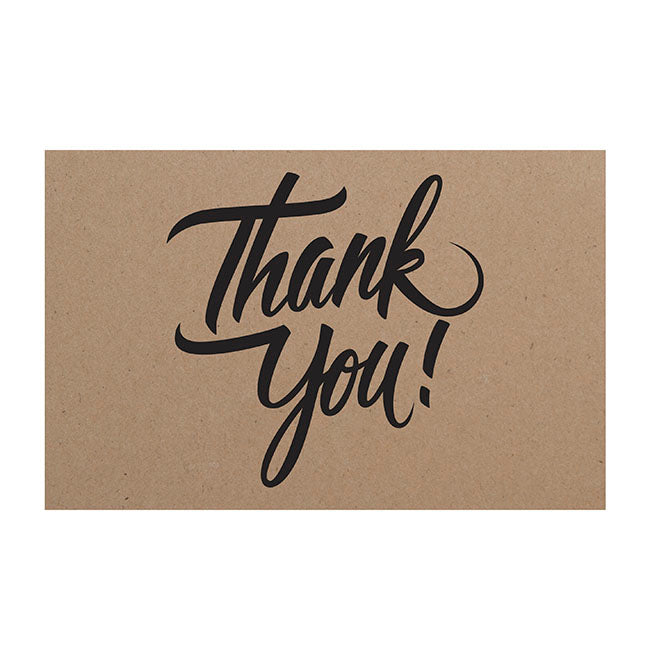 Cards Brown Kraft Thank You Plain (10x6.5cmH) Pk 50