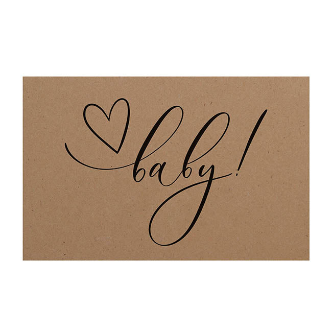 Cards Brown Kraft Baby with Heart (10x6.5cmH) Pk 50