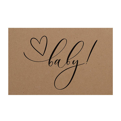 Cards Brown Kraft Baby with Heart (10x6.5cmH) Pk 50
