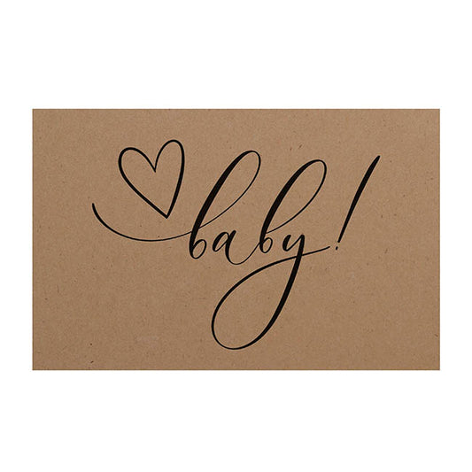 Cards Brown Kraft Baby with Heart (10x6.5cmH) Pk 50