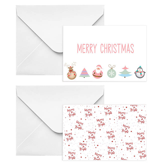 Cards Christmas Merry Bright with Envelopes Pk50 (10x6.5cmH)