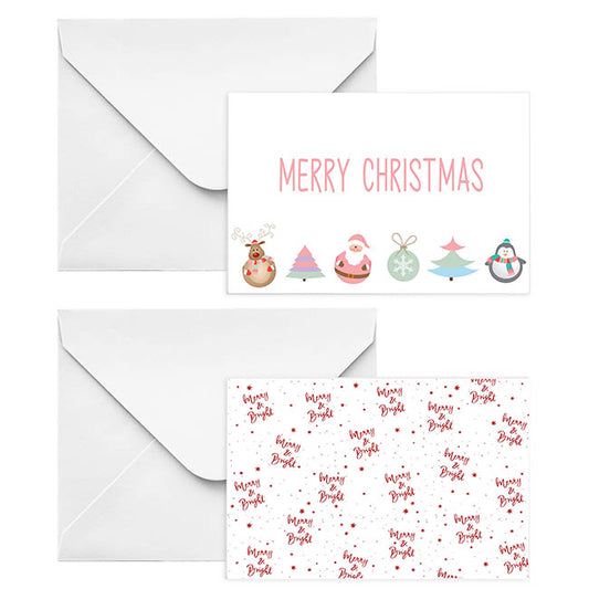 Cards Christmas Merry Bright with Envelopes Pk50 (10x6.5cmH)
