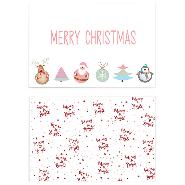 Cards Christmas Merry Bright with Envelopes Pk50 (10x6.5cmH)