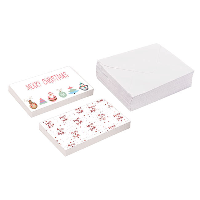 Cards Christmas Merry Bright with Envelopes Pk50 (10x6.5cmH)