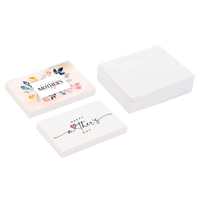 Cards Mothers Day Beautiful & Envelope White Pk50(10x6.5cmH)