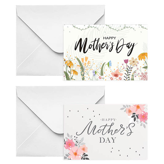 Cards Mothers Day Flowers & Envelope White Pk50(10x6.5cmH)