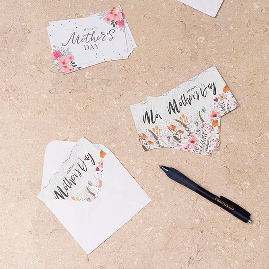Cards Mothers Day Flowers & Envelope White Pk50(10x6.5cmH)
