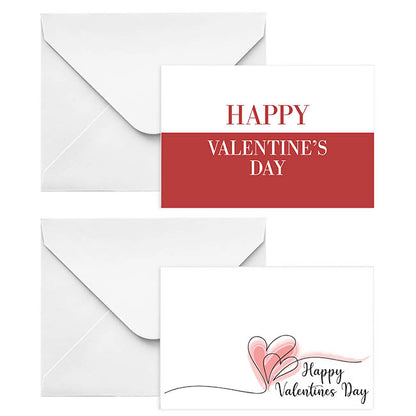 Cards Happy Valentines & Envelope Red White Pk50 (10x6.5cmH)
