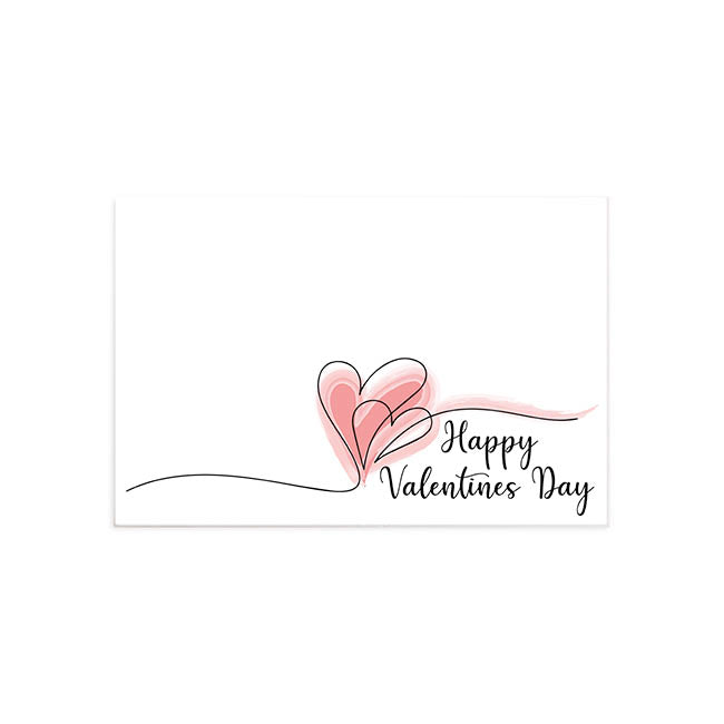 Cards Happy Valentines & Envelope Red White Pk50 (10x6.5cmH)