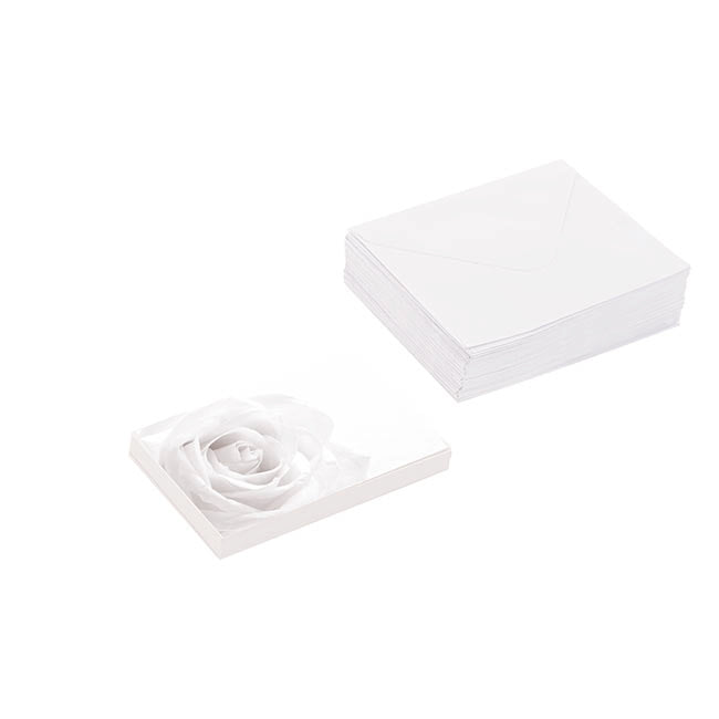 Gallery Gift Card & Envelope White Rose Pk25 (10x6.5cmH)