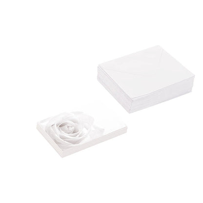 Gallery Gift Card & Envelope White Rose Pk25 (10x6.5cmH)
