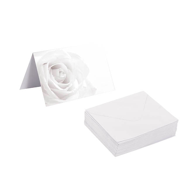 Gallery Gift Card & Envelope White Rose Pk25 (10x6.5cmH)