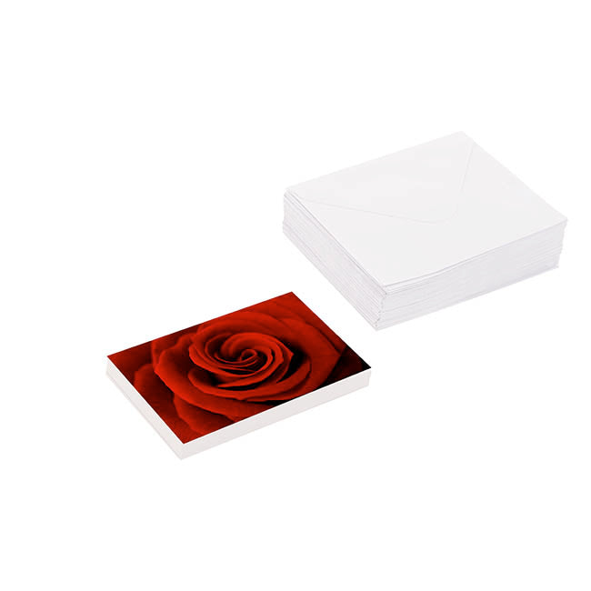 Gallery Gift Card & Envelope Full Red Rose Pk25 (10x6.5cmH)