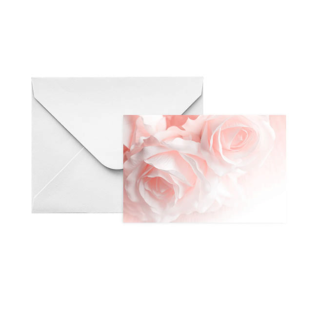 Gallery Gift Card & Envelope Baby Pink Roses Pk25(10x6.5cmH)