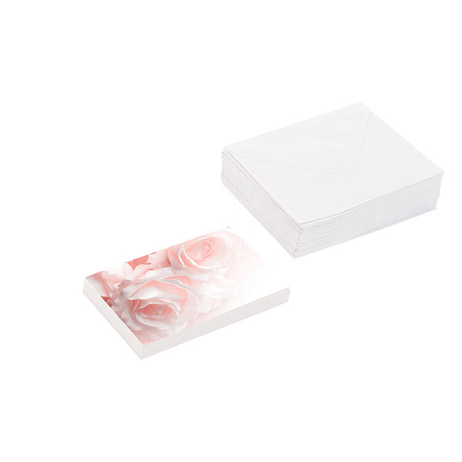 Gallery Gift Card & Envelope Baby Pink Roses Pk25(10x6.5cmH)