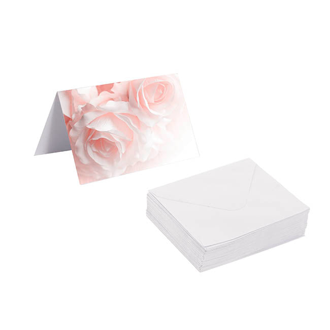 Gallery Gift Card & Envelope Baby Pink Roses Pk25(10x6.5cmH)