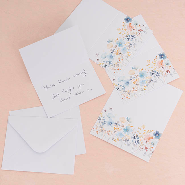 Gallery Gift Card & Envelope Flowers Blue Pk25 (10x6.5cmH)