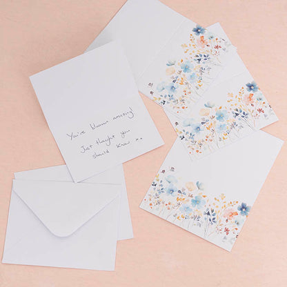 Gallery Gift Card & Envelope Flowers Blue Pk25 (10x6.5cmH)