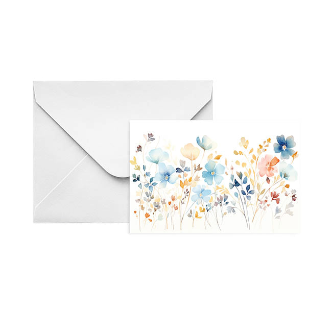 Gallery Gift Card & Envelope Flowers Blue Pk25 (10x6.5cmH)