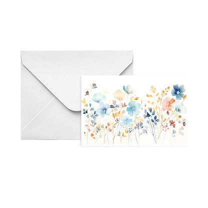 Gallery Gift Card & Envelope Flowers Blue Pk25 (10x6.5cmH)