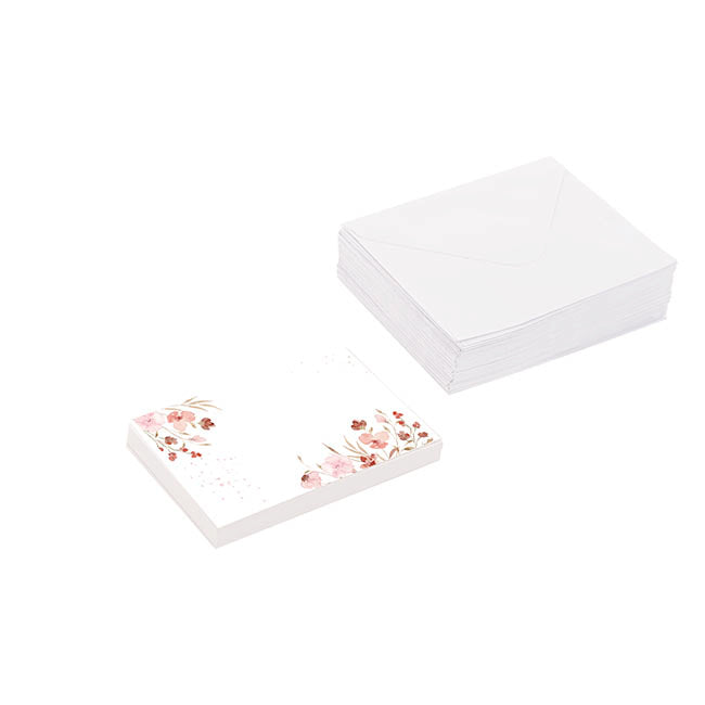 Gallery Gift Card & Envelope Flower Border Pk25 (10x6.5cmH)