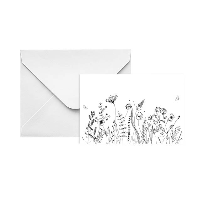 Gallery Gift Card & Envelope Drawn Flowers Pk25 (10x6.5cmH)