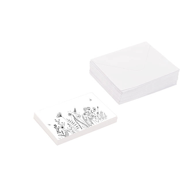 Gallery Gift Card & Envelope Drawn Flowers Pk25 (10x6.5cmH)