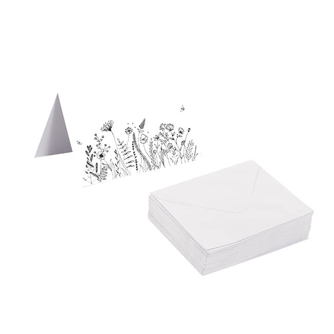 Gallery Gift Card & Envelope Drawn Flowers Pk25 (10x6.5cmH)