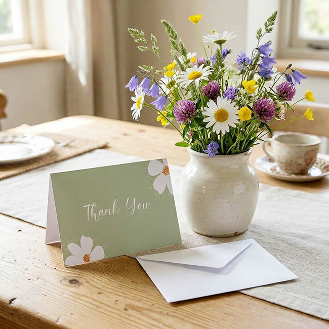 Gallery Gift Card & Envelope Thank You Green Pk25(10x6.5cmH)