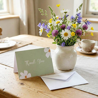 Gallery Gift Card & Envelope Thank You Green Pk25(10x6.5cmH)
