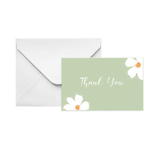 Gallery Gift Card & Envelope Thank You Green Pk25(10x6.5cmH)