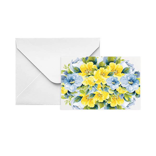 Gallery Gift Card Envelope BlueYellow Blooms Pk25(10x6.5cmH)