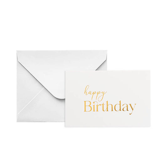 Gold Foil Card & Envelope Happy Birthday Pack 25 (10x6.5Hcm)