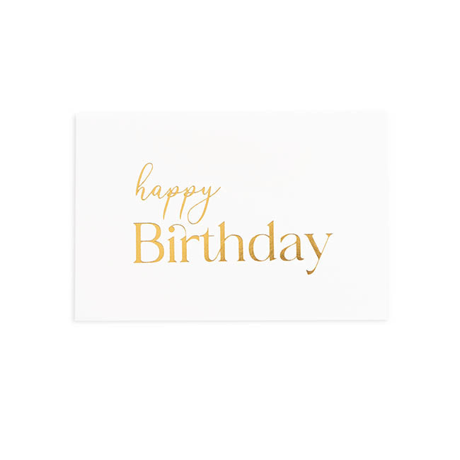 Gold Foil Card & Envelope Happy Birthday Pack 25 (10x6.5Hcm)