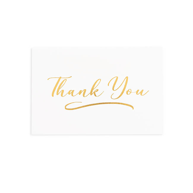 Gold Foil Card & Envelope Thank You Pack 25 (10x6.5Hcm)