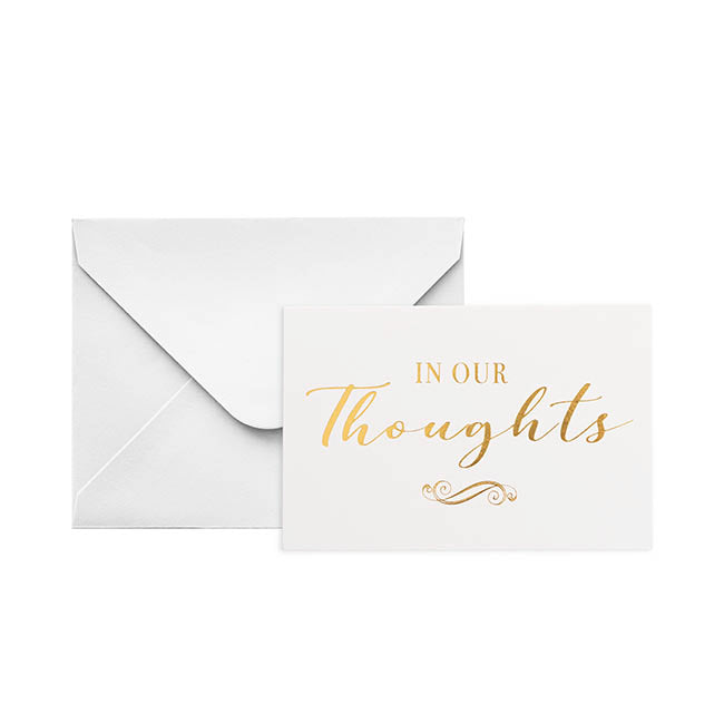 Gold Foil Card & Envelope In Our Thoughts Pack25 (10x6.5Hcm)