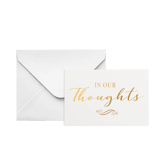 Gold Foil Card & Envelope In Our Thoughts Pack25 (10x6.5Hcm)