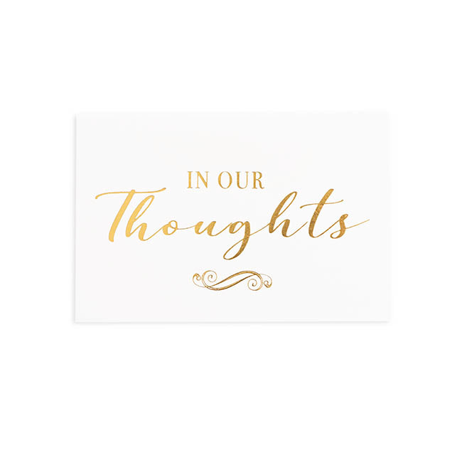 Gold Foil Card & Envelope In Our Thoughts Pack25 (10x6.5Hcm)