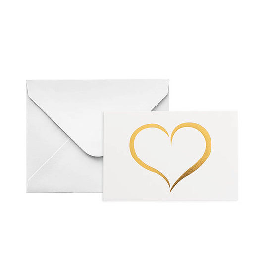 Gold Foil Card & Envelope Love Heart Pack 25 (10x6.5Hcm)