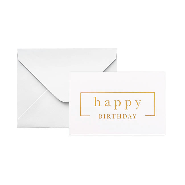 Gold Foil Card & Envelope Birthday Border Pk25 (10x6.5Hcm)
