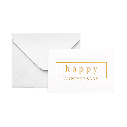 Gold Foil Card & Envelope Anniversary Border Pk25(10x6.5Hcm)