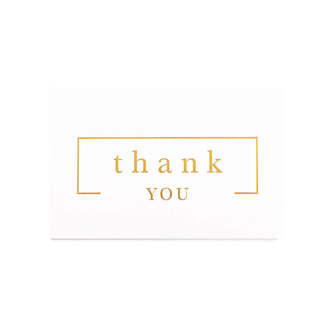 Gold Foil Card & Envelope Thank You Border Pk25 (10x6.5Hcm)
